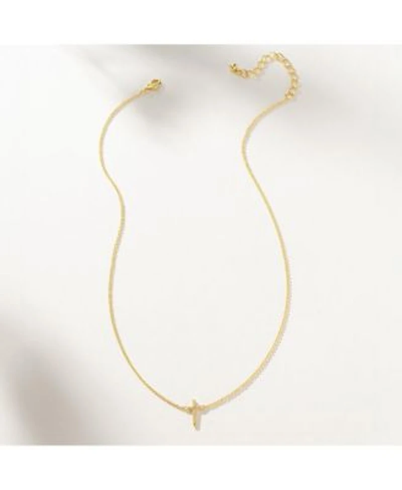 14k Gold Plated Simple Cross Necklace 14 X22 2 X22 Extender