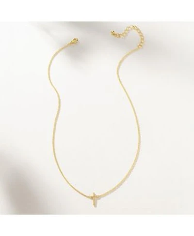 14k Gold Plated Simple Cross Necklace 14 X22 2 X22 Extender