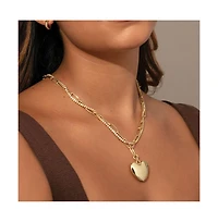 14k Gold-Plated Cubic Zirconia Intertwined Chain and Heart Necklace, 18" + 2" extender