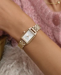 Olivia Burton Women's Quartz Carnation Gold-Tone Stainless Steel Bracelet Watch 25.5mm x 20.5mm