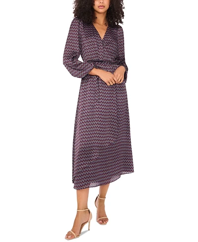 Vince Camuto Women's Printed Surplice Asymmetrical-Hem Dress