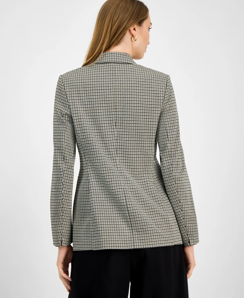 Bar Iii Women's Plaid One-Button Notch-Collar Jacket, Macy's Exclusive