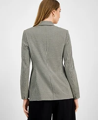 Bar Iii Women's Plaid One-Button Notch-Collar Jacket, Macy's Exclusive