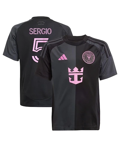 Adidas Big Boys and Girls Sergio Busquets Black Inter Miami Cf 2025 The Fortitude Kit Replica Player Jersey
