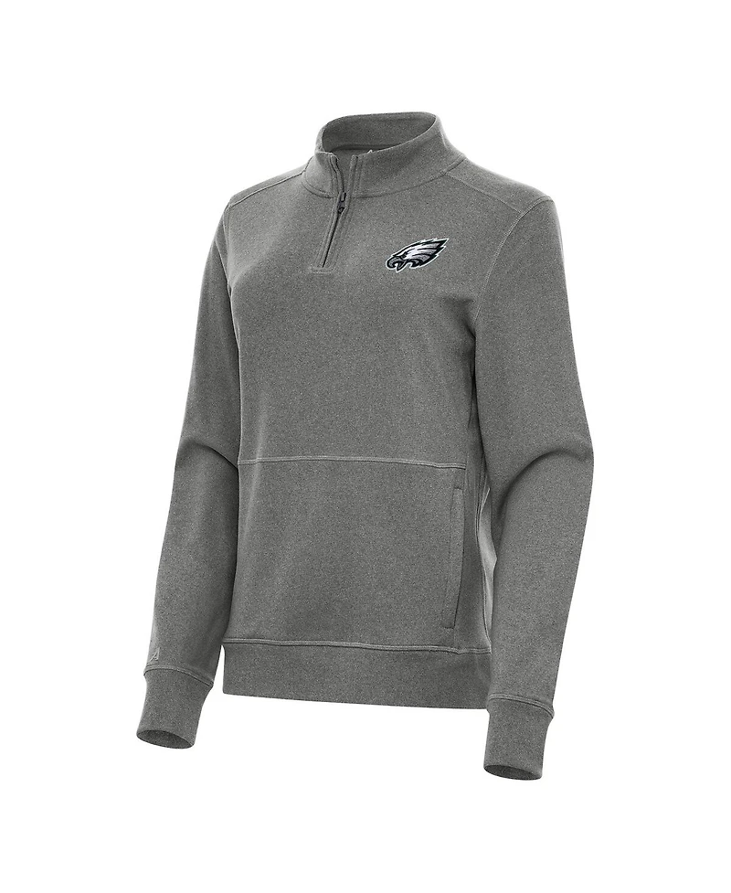 Antigua Women's Heather Black Philadelphia Eagles Crush Quarter-Zip Jacket