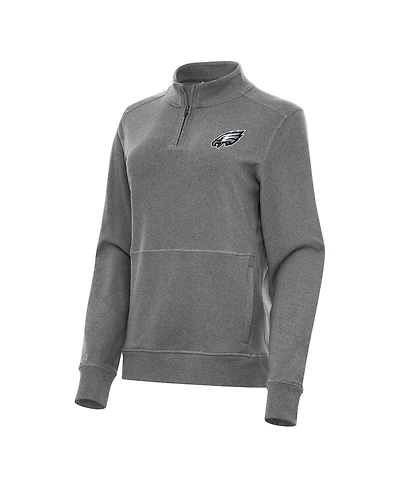 Antigua Women's Heather Black Philadelphia Eagles Crush Quarter-Zip Jacket