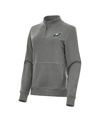Antigua Women's Heather Black Philadelphia Eagles Crush Quarter-Zip Jacket
