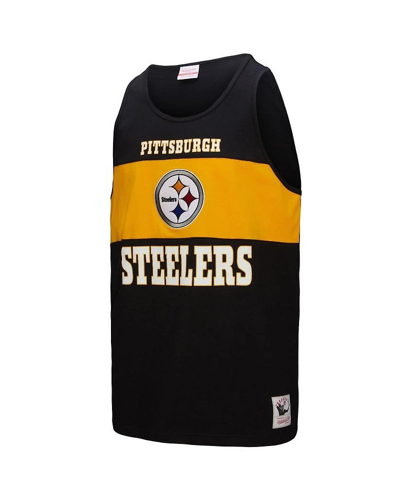Mitchell & Ness Men's Black Pittsburgh Steelers Retro Color Block Tank Top