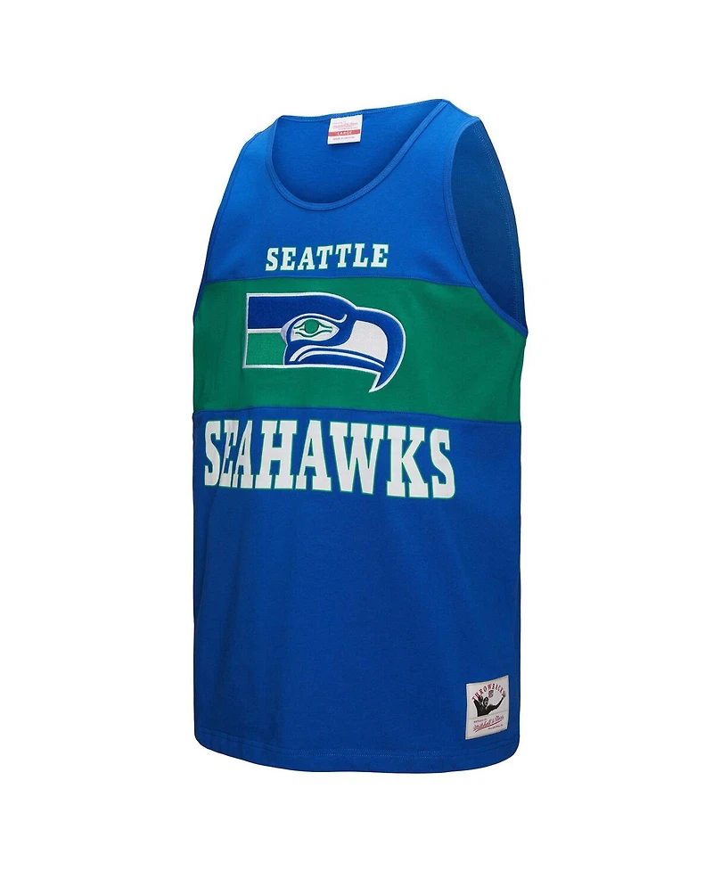 Mitchell & Ness Men's Royal Seattle Seahawks Retro Color Block Tank Top
