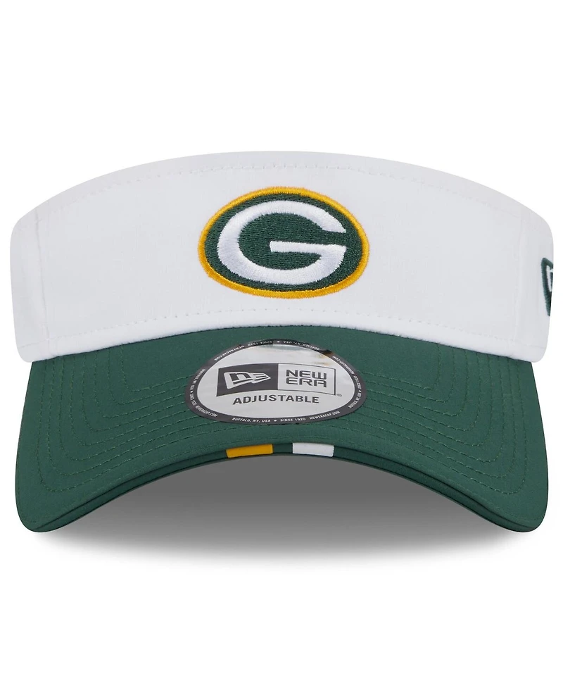 New Era Men's White/Green Green Bay Packers 2025 Nfl Training Camp Adjustable Visor Hat