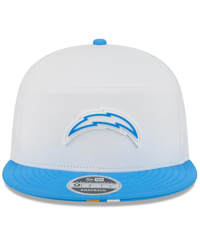 New Era Men's White/Powder Blue Los Angeles Chargers 2025 Nfl Training Camp Split Panel 9FIFTY Snapback Hat