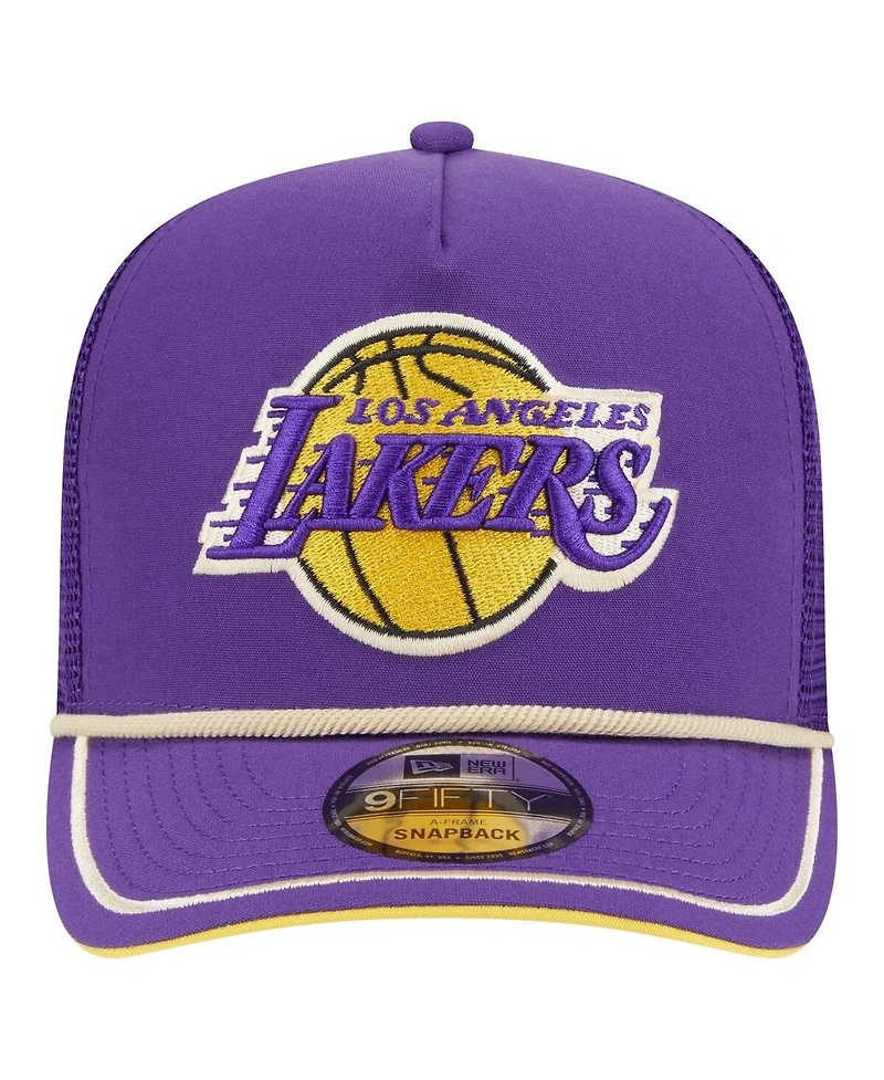 New Era Men's Purple Los Angeles Lakers Vintage Team Rope A-Frame 9FIFTY Snapback Hat
