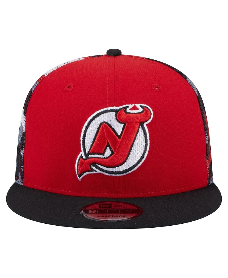 New Era Men's Red/Black New Jersey Devils Camo Meshback 9FIFTY Snapback Hat