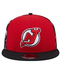 New Era Men's Red/Black New Jersey Devils Camo Meshback 9FIFTY Snapback Hat