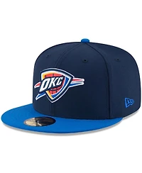 New Era Men's Navy/Blue Oklahoma City Thunder 2025 Nba Finals Champions Side Patch Two-Tone 59FIFTY Fitted Hat