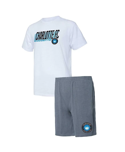 Concepts Sport Men's 2-Piece Charcoal/White Charlotte Fc Downfield Top and Shorts Set