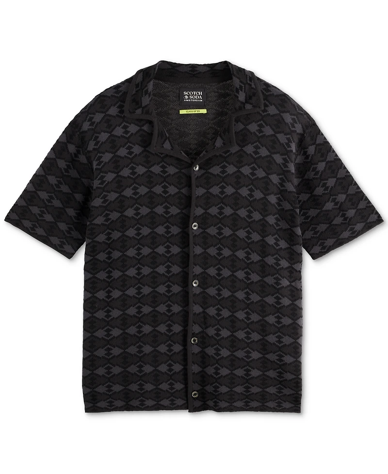 Scotch & Soda Men's Short Sleeve Tone on Button-Front Shirt