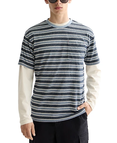 Scotch & Soda Men's Relaxed Fit Short Sleeve Striped Yarn-Dyed Crewneck T-Shirt