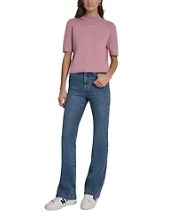 Dkny Jeans Petite Mock-Neck Embellished-Logo Sweater