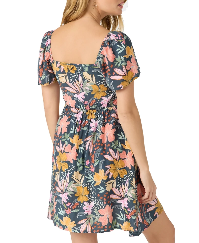 O'Neill Juniors' Carina Floral-Print V-Neck Mini Dress