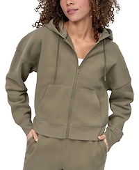 Dkny Women's Silicone Logo Full-Zip Hoodie