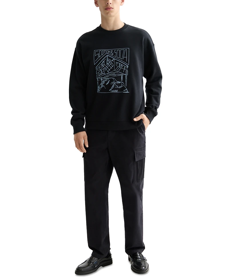 Scotch & Soda Men's Relaxed Fit Long Sleeve Logo Graphic Sweatshirt