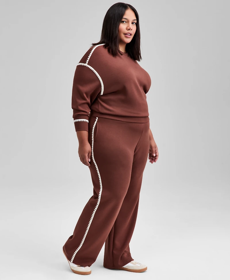 And Now This Trendy Plus High-Rise Whipstitch Scuba Pants, Macy's Exclusive