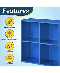 Kings Brand Furniture George 4-Cube Children's Bookcase, Kids Toy Storage Shelf Organizer for Playroom, Bedroom, Nursery School