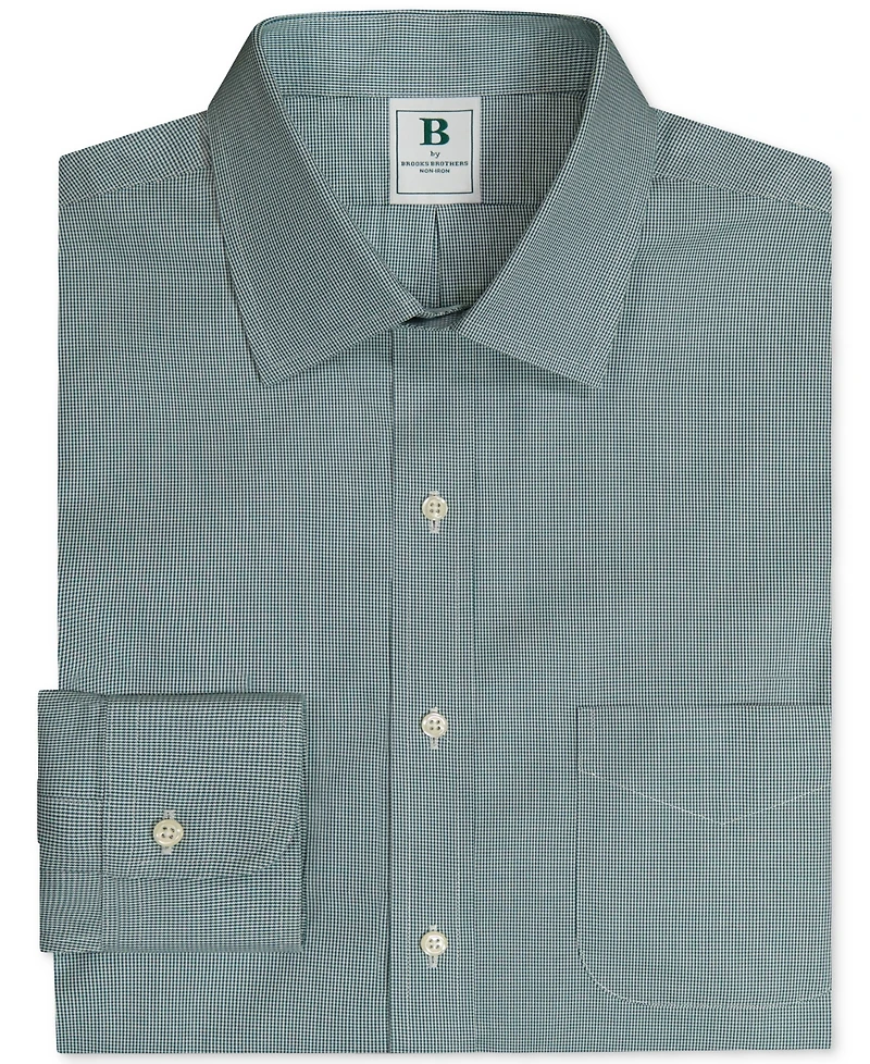 Brooks Brothers Men's Regular-Fit Spread Collar Micro-Houndstooth Dress Shirt