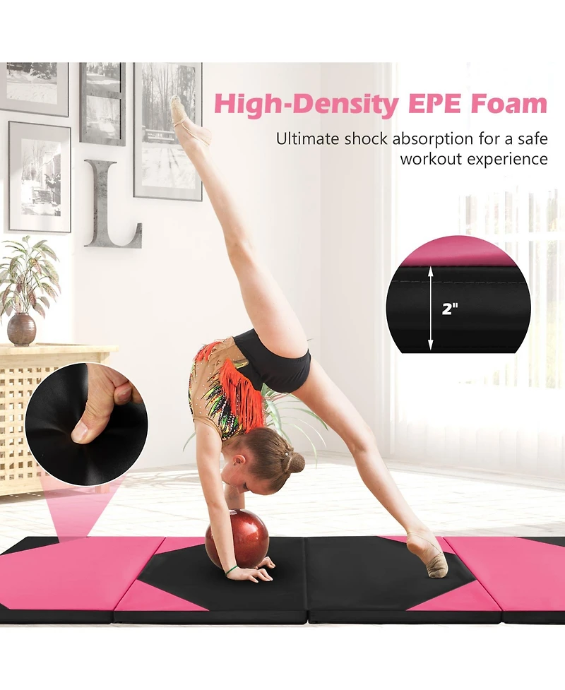 Akiudex 10 Feet x 4 Feet x 2 Inch Folding Exercise Mat with Hook and Loop Fasteners