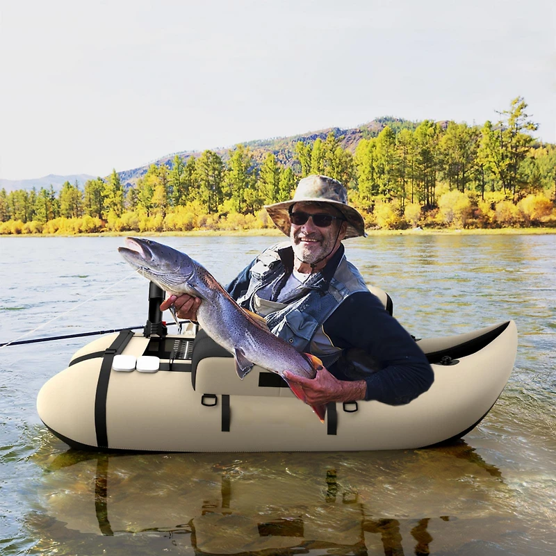 Akiudex Inflatable Fishing Float Tube with Pump Storage Pockets and Fish Ruler