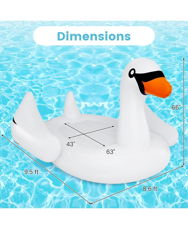 Gymax Giant Inflatable Swan Floating Island 4-Person Pool Float with 4 Cups Holders