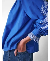 Cape Cove Women's Jewel Trim Cotton Carla Blouse