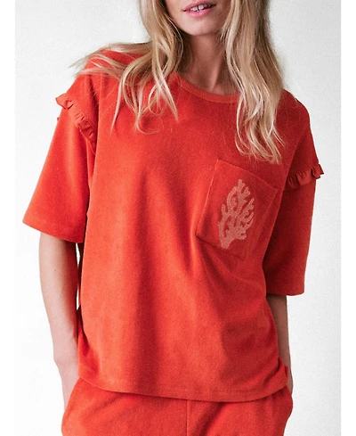 Cape Cove Women's Sea Coral Terry Frill Top