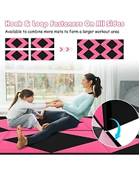 Akiudex 8 Ft Pu Leather Folding Gymnastics Mat with Hook and Loop Fasteners