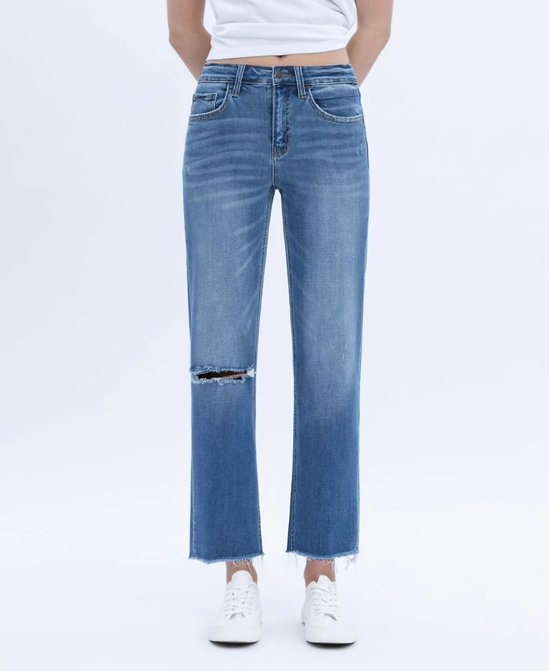Flying Monkey Women's Mid Rise Crop Straight Jeans