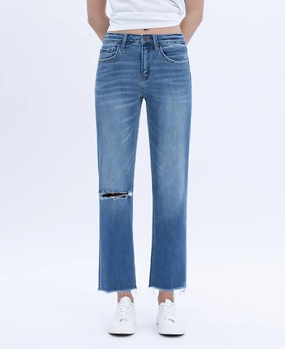 Flying Monkey Women's Mid Rise Crop Straight Jeans