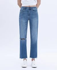 Flying Monkey Women's Mid Rise Crop Straight Jeans