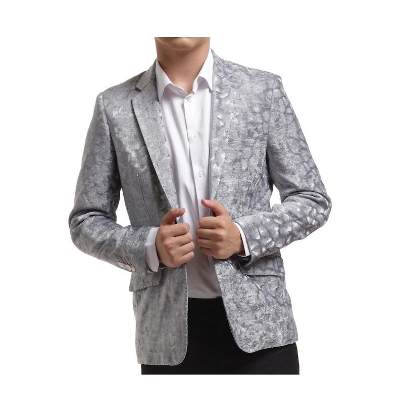 Elie Balleh Toddler Grey Slim Fit Crushed Velvet Blazer Jacket
