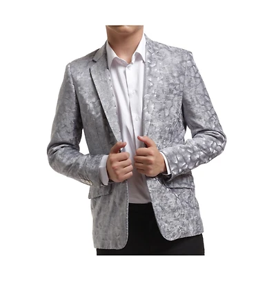 Elie Balleh Toddler Grey Slim Fit Crushed Velvet Blazer Jacket