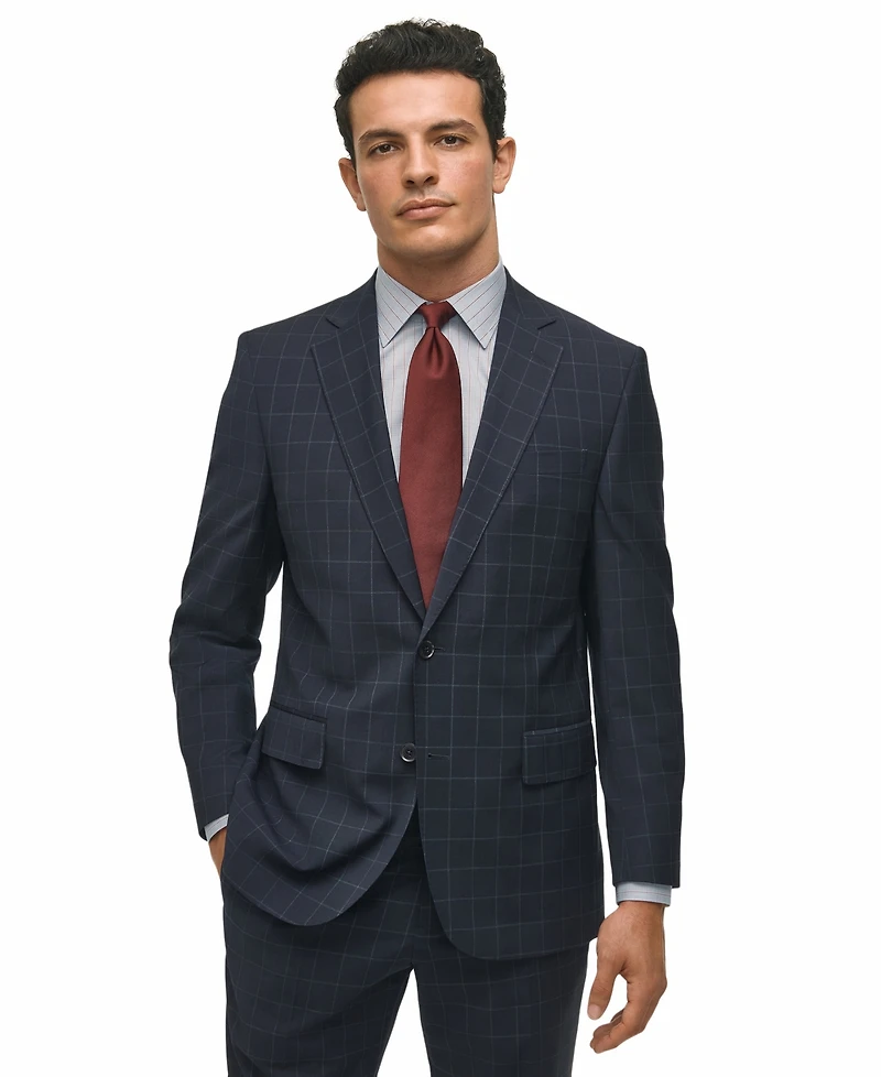 Brooks Brothers Men's Classic-Fit Windowpane Suit Jacket