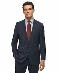 Brooks Brothers Men's Classic-Fit Windowpane Suit Jacket