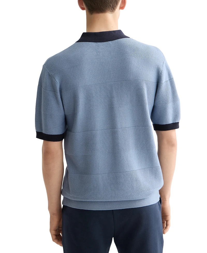 Scotch & Soda Men's Short Sleeve Tone-on-Tone Polo Shirt
