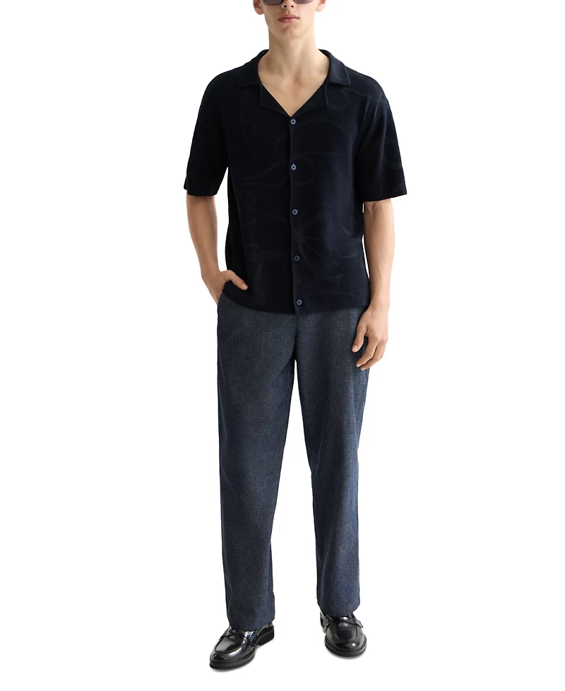Scotch & Soda Men's Short Sleeve Tonal Jacquard Button-Front Shirt