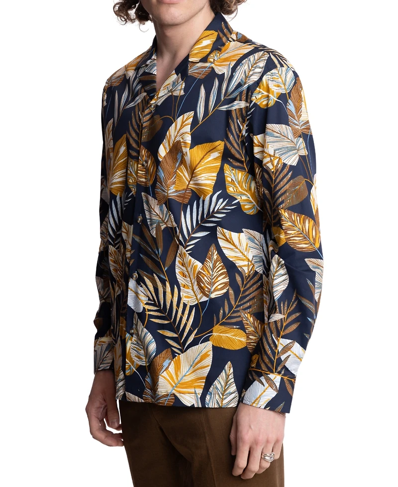 Paisley & Gray Men's Slim Fit Long Sleeve Foliage Print Button-Front Camp Shirt
