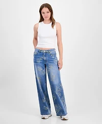 Madden Girl Juniors' Floral-Print Ultra 90's Jeans