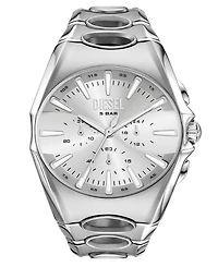 Diesel Men's D-Curve Quartz Chronograph Silver Stainless Steel Watch, 48mm