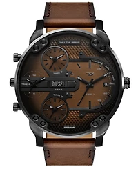 Diesel Men's Mr. Daddy Slim Quartz Three-Hand Date Brown Leather Watch, 54mm