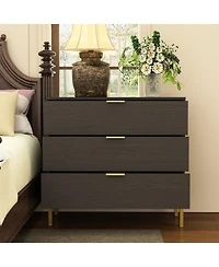 Homsee 3-Drawers Black Wood Chest of Drawers Dresser