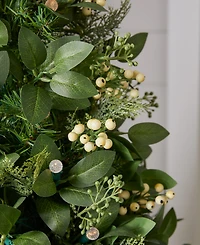 Balsam Hill 24" Outdoor Berry Cypress Pre-Lit Wreath